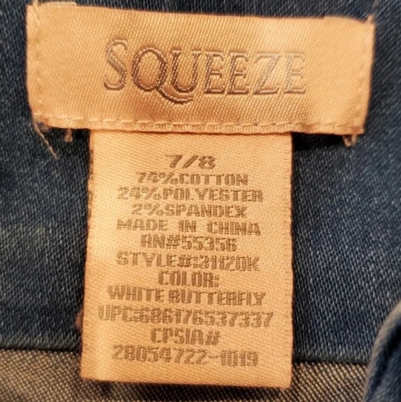 Squeeze Denim Jacket Girls Size 7/8 white butterfly color - Picture 2 of 2